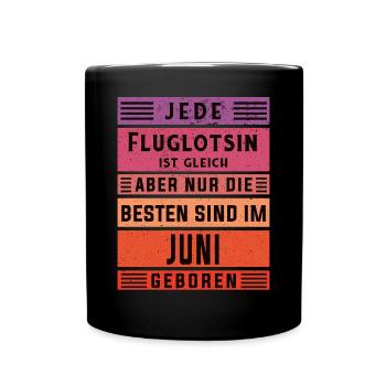 Flugzeug-Lotse Geburtstag Juni geboren Fluglotsin - Tasse einfarbig - Schwarz - Vorne