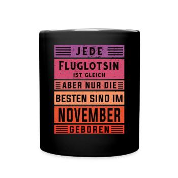 Flugzeug-Lotse Geburtstag November geboren - Tasse einfarbig - Schwarz - Vorne
