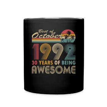 30th birthday born 1992 Best of 1992 - Full Colour Mug - black - Front