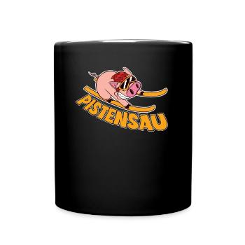 Skifahrer Pistensau Ski - Tasse einfarbig - Schwarz - Vorne