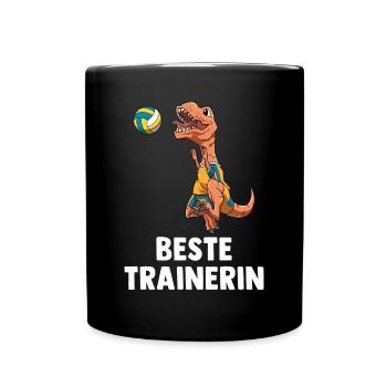 Volleyball Trainerin T-Rex - Lustiges Volleyball - Tasse einfarbig - Schwarz - Vorne
