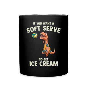 Lustiger Volleyball Soft Serve - Lustiger T-Rex - Tasse einfarbig - Schwarz - Vorne