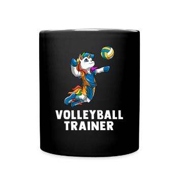 Volleyball Trainer - Niedliches Volleyball Einhorn - Tasse einfarbig - Schwarz - Vorne