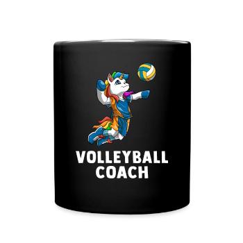 Volleyballtrainer Einhorn - Niedliche - Tasse einfarbig - Schwarz - Vorne