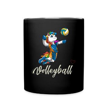 Liebe Volleyball Mädchen Junge- Niedliches - Tasse einfarbig - Schwarz - Vorne