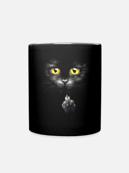 Freche Bombay Katze Mittelfinger Hauskatze - Tasse einfarbig - Schwarz