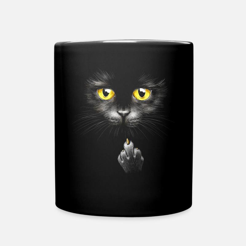 Freche Bombay Katze Mittelfinger Hauskatze - Tasse einfarbig - Schwarz