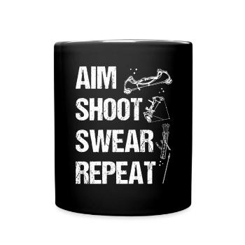 Bowfishing Aim Shoot Swear Repeat Bowfisher - Full Colour Mug - black - Front