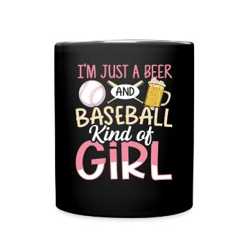 I'm Just A Beer & Baseball Kind Of Girl Baseball - Full Colour Mug - black - Front