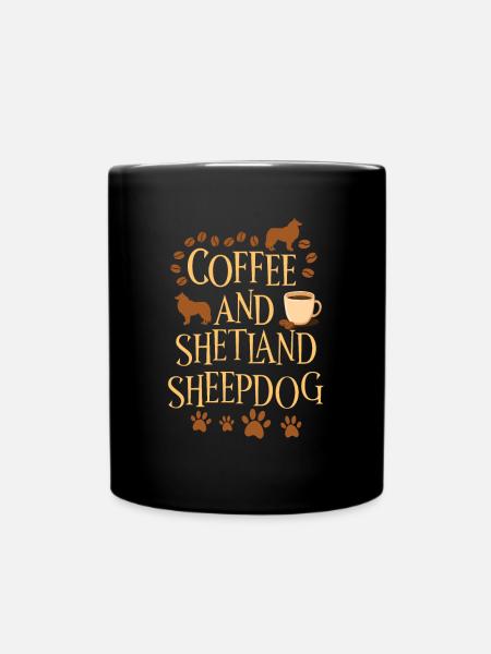 Café et chien de berger Shetland - Mug uni - noir
