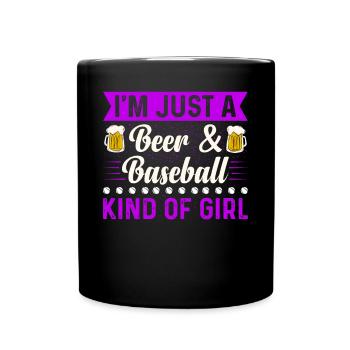 I'm Just A Beer & Baseball Kind Of Girl Baseball - Full Colour Mug - black - Front
