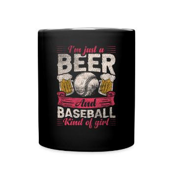 I'm Just A Beer & Baseball Kind Of Girl Baseball - Full Colour Mug - black - Front