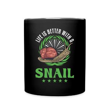 Life is better with a Snail Schnecke - Full Colour Mug - black - Front