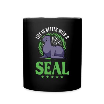 La vie est meilleure avec un phoque phoque lion - Mug uni - noir - Devant