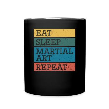 Manger des arts martiaux du sommeil et encore - Mug uni - noir - Devant