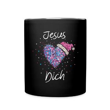 Jesus liebt Dich Weihnachtsgeschenk Gottesdienst - Tasse einfarbig - Schwarz - Vorne