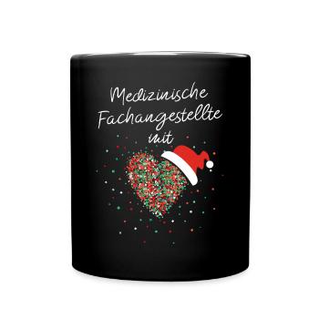 MFA mit viel Herz Nikolausmütze Weihnachtsgeschenk - Tasse einfarbig - Schwarz - Vorne
