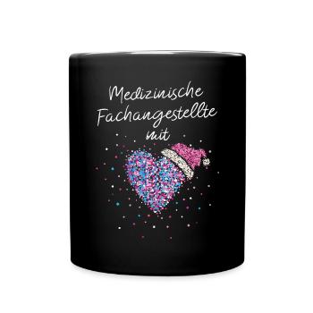 MFA mit viel Herz Wichteln Weihnachtsgeschenk - Tasse einfarbig - Schwarz - Vorne