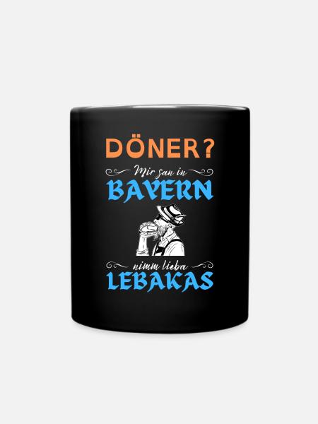 LEBAKAS T-SHIRT BOARISCH BAYERN DIALEKT LEBERKÄSE - Tasse einfarbig - Schwarz