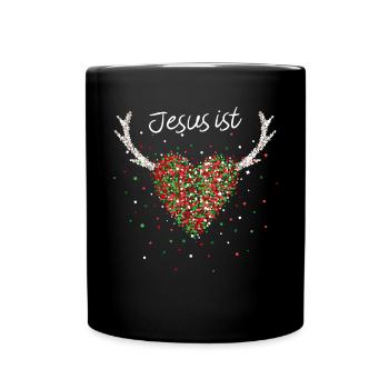 Jesus ist Liebe Christliches Geschenk Kirche X-Mas - Tasse einfarbig - Schwarz - Vorne