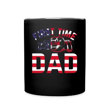Première fois papa drapeau américain papa pour être papa Pat - Mug uni - noir - Devant