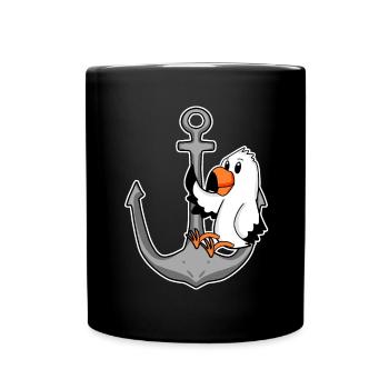 Ancre et mouette - Mug uni - noir - Devant