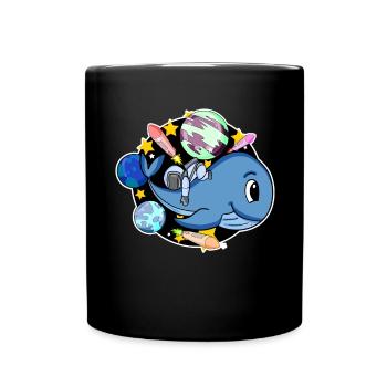 Astronaut in space with a whale - Full Colour Mug - black - Front
