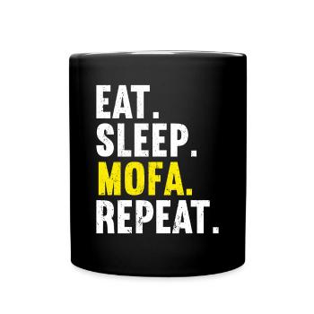 Mofa Mofas Moped Zweirad Mofafahrer Rollerfahrer - Tasse einfarbig - Schwarz - Vorne