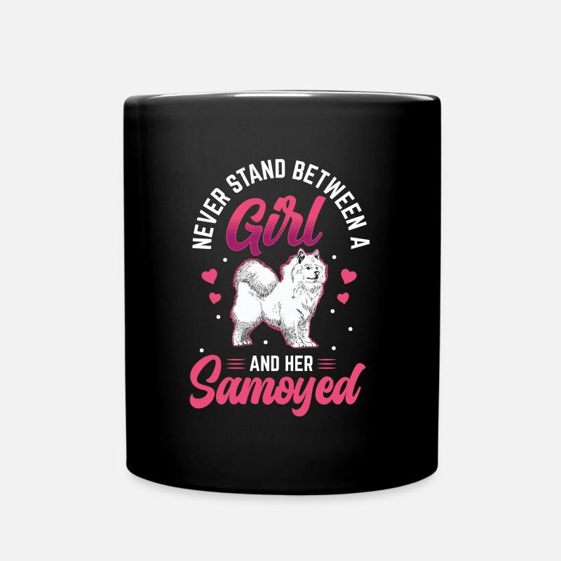 Mädchen und ihr Samojede Samojedenspitz - Tasse einfarbig - Schwarz