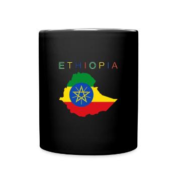 Drapeau de la carte de l’Éthiopie - Mug uni - noir - Devant