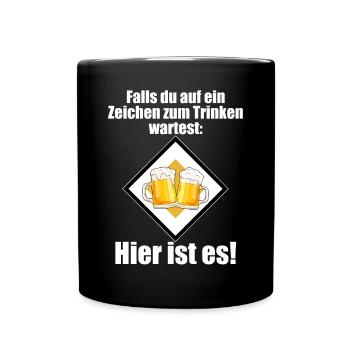 Zeichen Zum Trinken Saufshirt Mallorca Saufen Bier - Tasse einfarbig - Schwarz - Vorne
