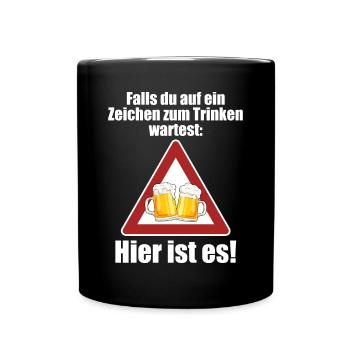 Zeichen Zum Trinken Saufshirt Mallorca Saufen Bier - Tasse einfarbig - Schwarz - Vorne