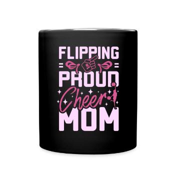 Flipping proud cheer mom - Tasse einfarbig - Schwarz - Vorne