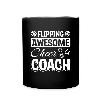 Flipping awesome cheer coach - Full Colour Mug - black - Front