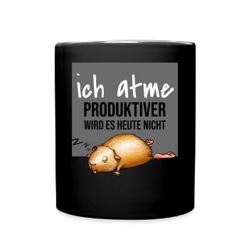 Faules Tierchen Ich atme produktiver wirds nicht - Tasse einfarbig - Schwarz - Vorne