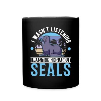 Seal Gift Sea Lion Seal - Full Colour Mug - black - Front