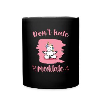 Einhorn Meditation Entspannung Yoga Geschenk - Tasse einfarbig - Schwarz - Vorne