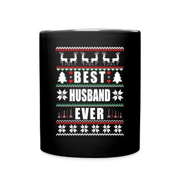 Funny Ugly Christmas Best Husband Ever - Tasse einfarbig - Schwarz - Vorne