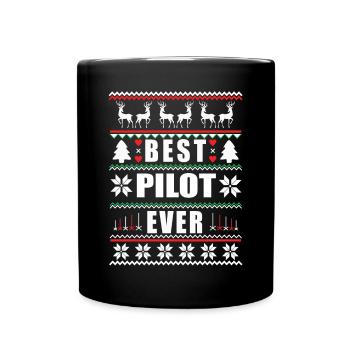 Funny Ugly Christmas Best Pilot Ever - Tasse einfarbig - Schwarz - Vorne