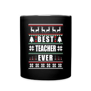Funny Ugly Christmas Best Teacher Ever - Full Colour Mug - black - Front