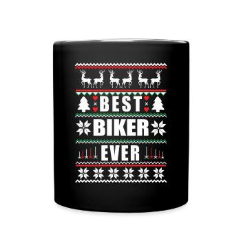 Funny Ugly Christmas Best Biker Ever - Full Colour Mug - black - Front