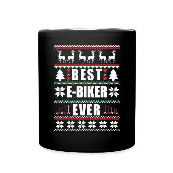 Funny Ugly Christmas Best Ebiker Ever - Tasse einfarbig - Schwarz - Vorne