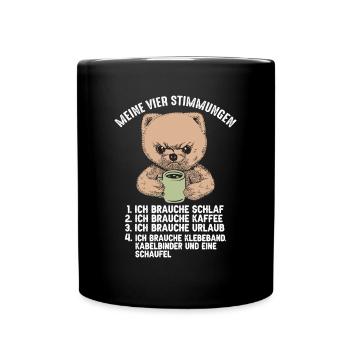 Lustiger Bär Stimmung Kaffee Büro Geschenk Fun - Tasse einfarbig - Schwarz - Vorne