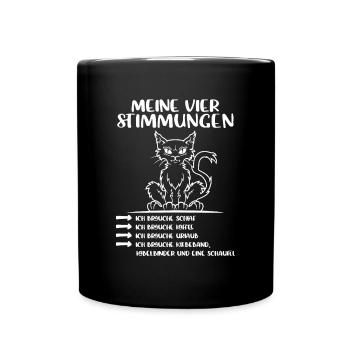 Lustige Katze Stimmung Kaffee Büro Geschenk Fun - Tasse einfarbig - Schwarz - Vorne