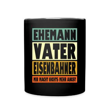 Eisenbahner Vater Ehemann Held - Tasse einfarbig - Schwarz - Vorne