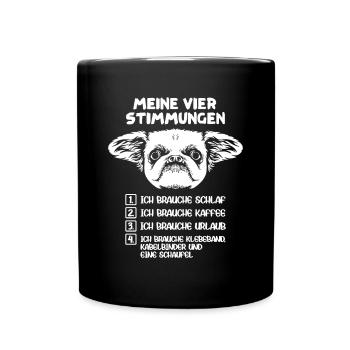 Lustige Katze Stimmung Kaffee Büro Geschenk Fun - Tasse einfarbig - Schwarz - Vorne