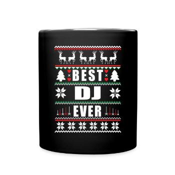 Funny Ugly Christmas Best Dj Ever - Tasse einfarbig - Schwarz - Vorne