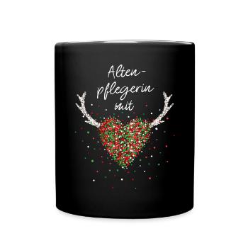 Altenpflegerin mit Herz Wichtelgeschenk Wichteln - Tasse einfarbig - Schwarz - Vorne