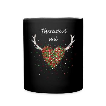 Therapeut mit Herz Therapie Weihnachtsfeier - Tasse einfarbig - Schwarz - Vorne