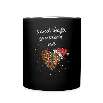 Landschaftsgärtnerin Mit Herz Nikolausmütze X-Mas - Tasse einfarbig - Schwarz - Vorne